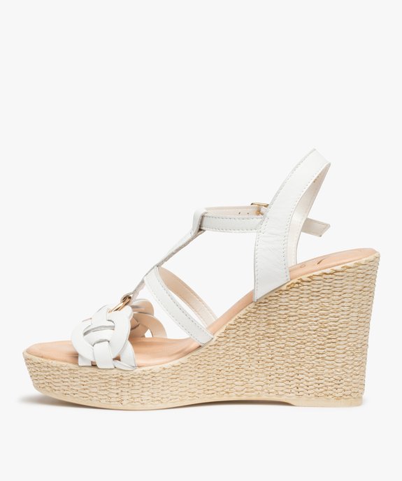 Sandales femme à talon dessus cuir style marin - Tanéo vue3 - TANEO - GEMO