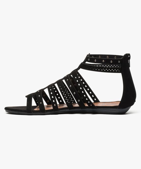 Sandales femme spartiates avec clous métalliques et talon zippé vue3 - GEMO (CASUAL) - GEMO