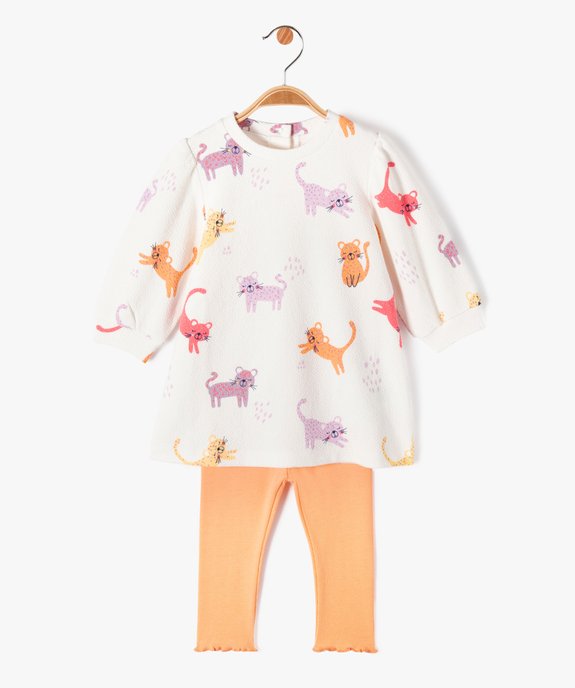 Ensemble 2 pièces robe sweat + legging bébé fille vue1 - GEMO(BEBE DEBT) - GEMO