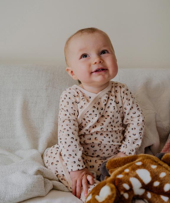 Pyjama en velours à motif léopard ouverture devant bébé fille vue5 - GEMO 4G BEBE - GEMO