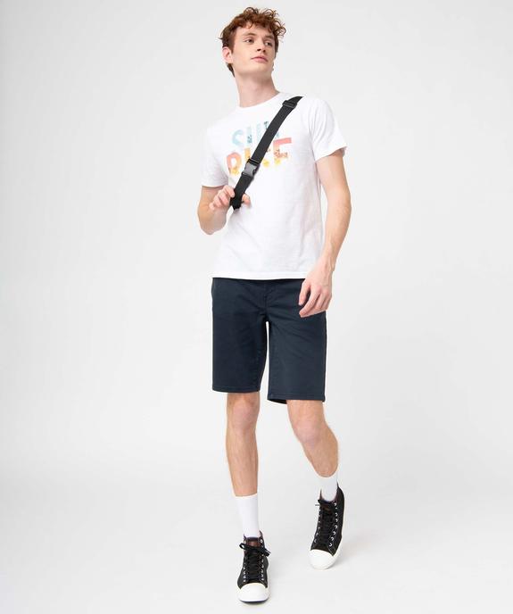 Tee-shirt homme à manches courtes en coton flammé imprimé vue5 - GEMO (HOMME) - GEMO