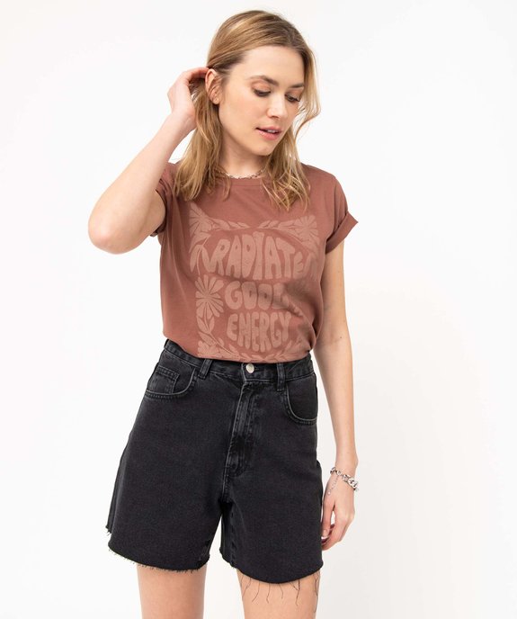 Tee-shirt femme imprimé à manches courtes vue5 - GEMO(FEMME PAP) - GEMO