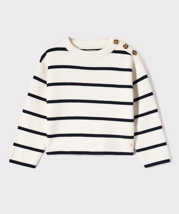 Pull court à rayures en maille côtelée fille - LuluCastagnette vue1 - LULUCASTAGNETTE - GEMO