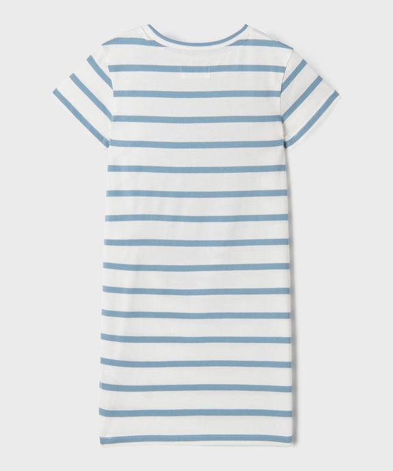 Robe courte en coton avec noeud à la taille fille vue3 - GEMO 4G FILLE - GEMO