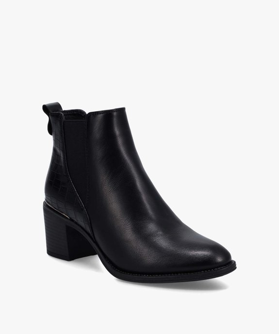 Boots femme à talon unies imitation croco vue3 - GEMO(URBAIN) - GEMO