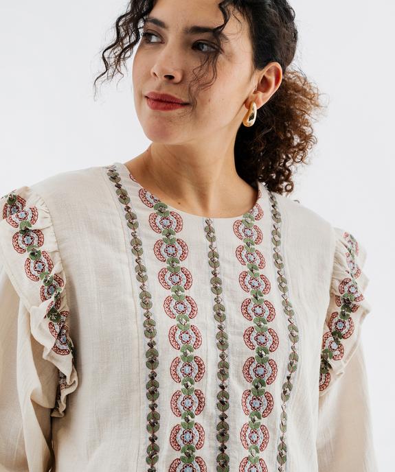 Blouse à manches longues avec volants fantaisie femme vue4 - GEMO(FEMME PAP) - GEMO