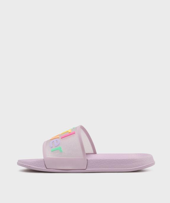 Mules de plage avec inscription multicolore fille vue3 - GEMO (PLAGE) - GEMO