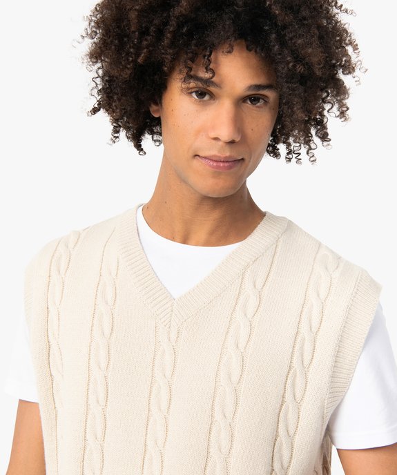 Pull homme sans manches à torsades vue2 - GEMO (HOMME) - GEMO