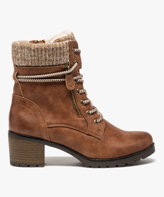 Boots femme à talon et col rembourré en maille vue2 - GEMO(URBAIN) - GEMO