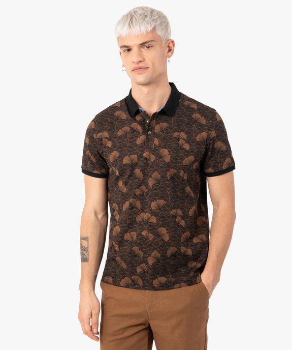 Polo homme à motifs fleuris et finitions contrastantes vue1 - GEMO (HOMME) - GEMO