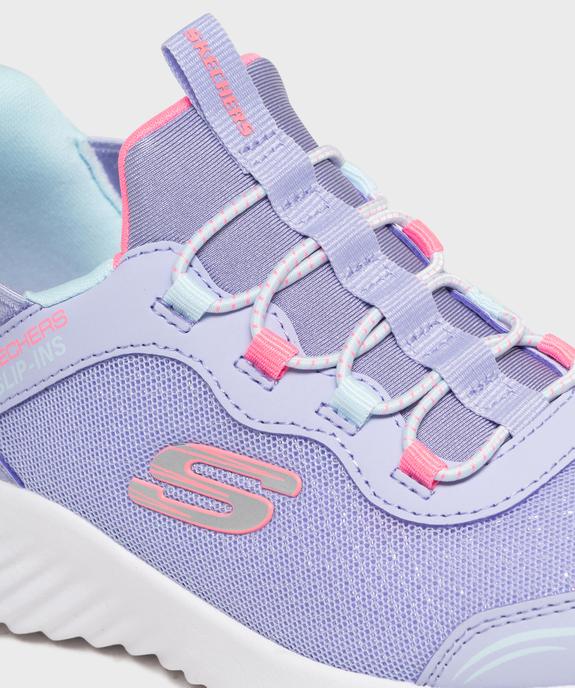 Baskets en toile pailletée enfilage facile fille - Skechers vue6 - SKECHERS - GEMO