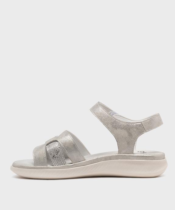 Sandales confort scintillantes avec fermeture scratch femme vue3 - G'FLEX - GEMO