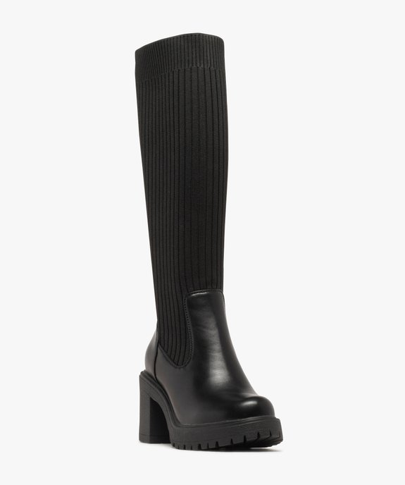 Bottes à semelle crantée avec tige chaussette femme vue2 - 5 MILES - GEMO