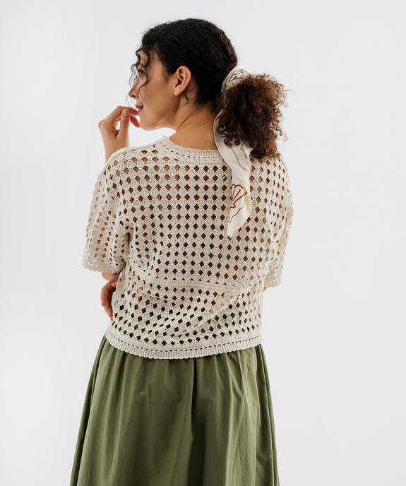 Pull manches courtes ajouré façon crochet femme vue3 - GEMO(FEMME PAP) - GEMO