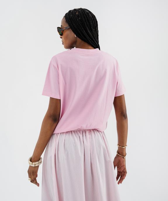 Tee-shirt manches courtes coupe ample avec motif sur l’avant femme vue3 - GEMO 4G FEMME - GEMO