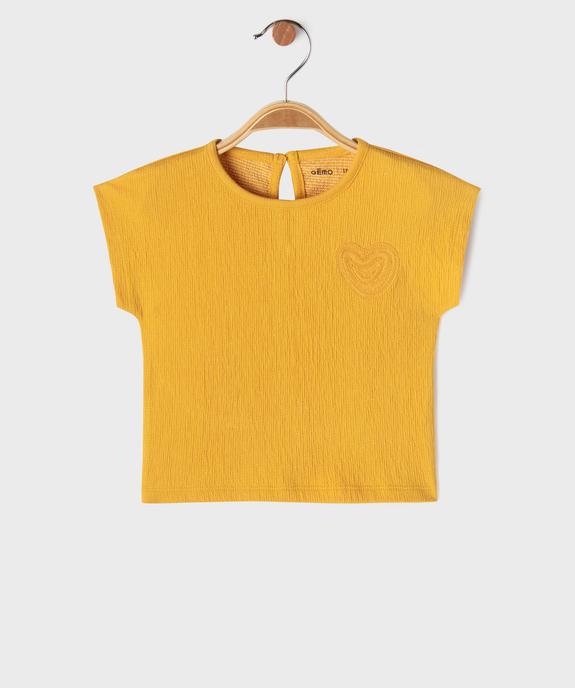 Tee-shirt manches courtes avec broderie poitrine bébé fille vue1 - GEMO(BEBE DEBT) - GEMO