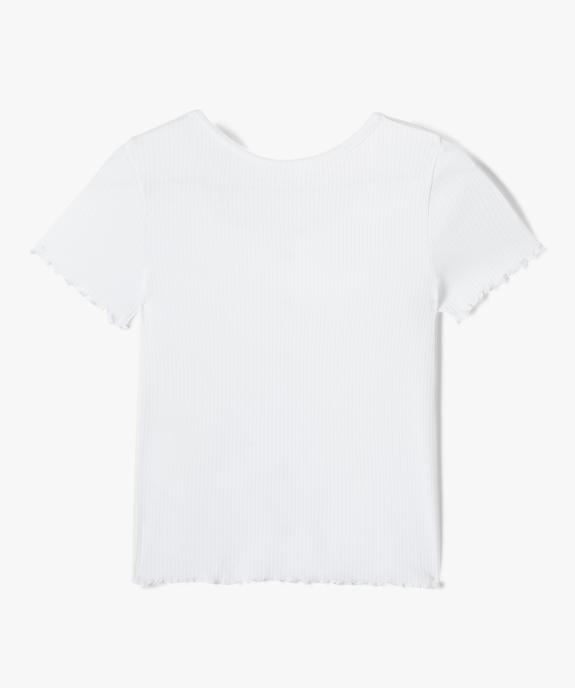 Tee-shirt fille à manches courtes en maille côtelée  vue3 - GEMO (JUNIOR) - GEMO