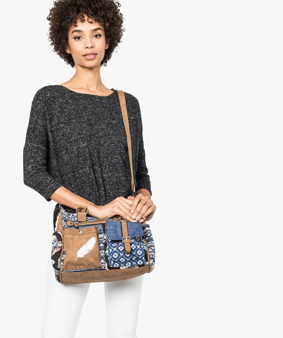 Sac à main femme multipoche imprimé vue4 - GEMO (ACCESS) - GEMO