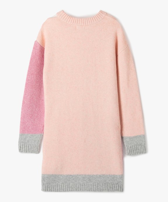Robe pull fille en maille multicolore  vue3 - GEMO (ENFANT) - GEMO