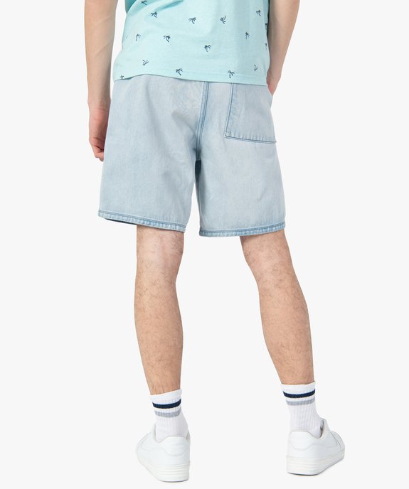 Bermuda homme en jean avec ceinture élastiquée vue3 - GEMO 4G HOMME - GEMO