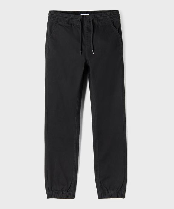 Pantalon jogger en twill de coton stretch à taille élastiquée garçon vue1 - GEMO (JUNIOR) - GEMO