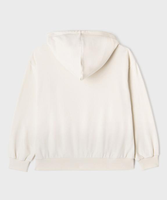 Sweat à capuche en molleton uni fille vue4 - GEMO 4G FILLE - GEMO