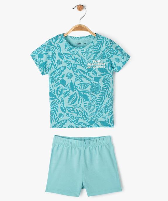 Pyjashort 2 pièces à motif feuillage exotique bébé garçon vue1 - GEMO 4G BEBE - GEMO