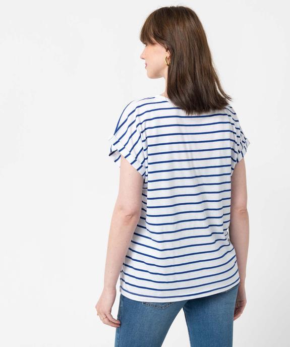 Tee-shirt de grossesse à rayures avec inscription vue3 - GEMO (MATER) - GEMO