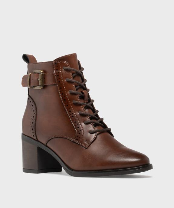 Bottines à talon avec semelle intérieure cuir, lacets ronds et zip femme - VALENTINA BALDANO GEMO FORGOOD Bottines à talon avec semelle intérieure cuir, lacets ronds et zip femme vue2 - VALENTINA BALDANO GEMO FORGOOD - GEMO