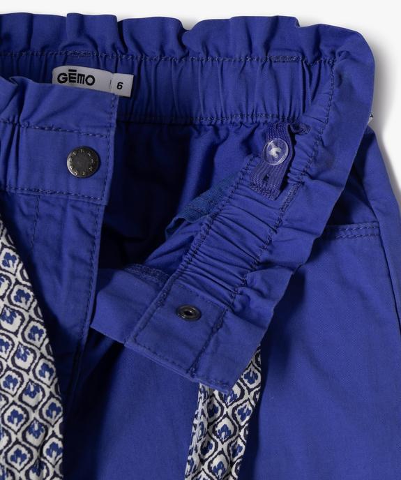 Short en toile de coton taille haute avec ceinture à nouer fille vue2 - GEMO 4G FILLE - GEMO