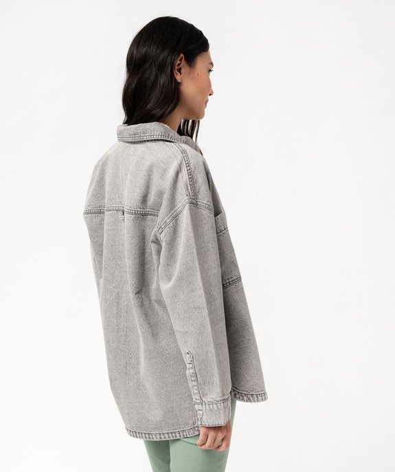 Veste en jean look surchemise femme vue3 - GEMO(FEMME PAP) - GEMO