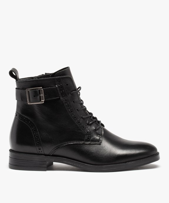 Bottines femme à lacet dessus cuir à bords perforés – Tanéo vue2 - TANEO - GEMO