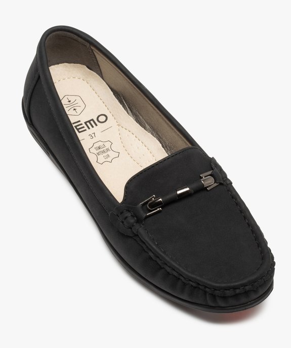 Mocassins femme à talon plat dessus suédine unie vue5 - GEMO (CASUAL) - GEMO