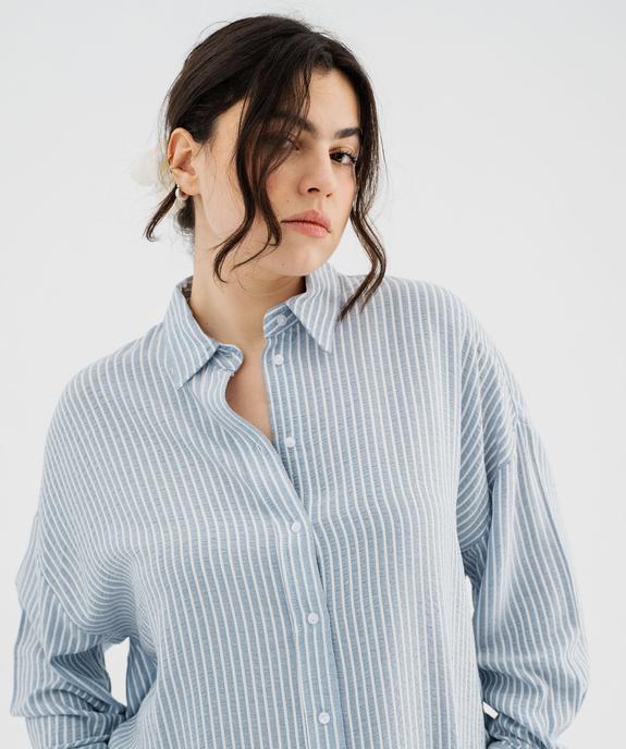 Chemise rayée à manches longues femme grande taille vue2 - GEMO (G TAILLE) - GEMO
