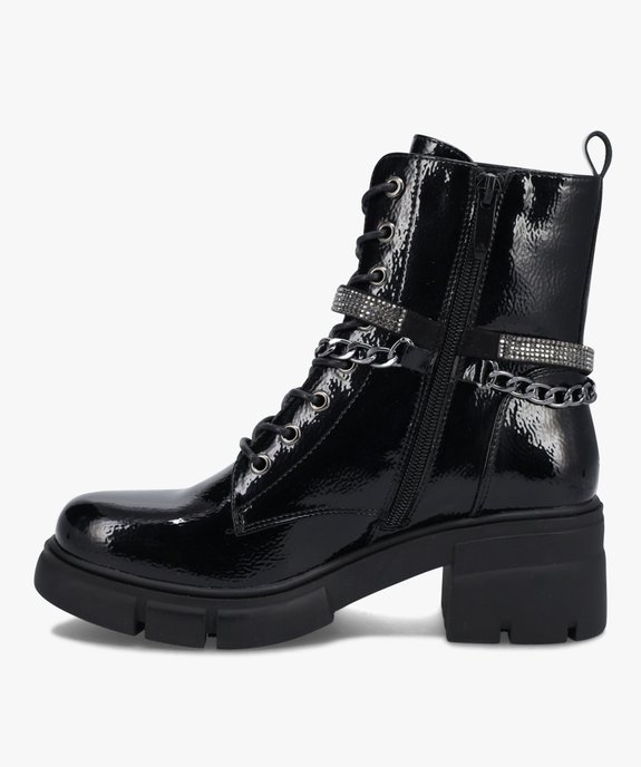 Bottines femme rock vernies avec brides métalliques vue3 - GEMO(URBAIN) - GEMO