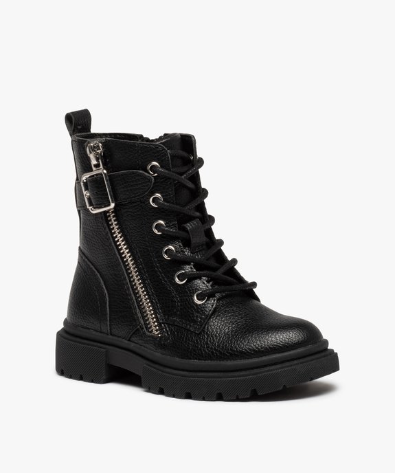 Boots fille unies style rangers à semelle crantée vue2 - GEMO (ENFANT) - GEMO