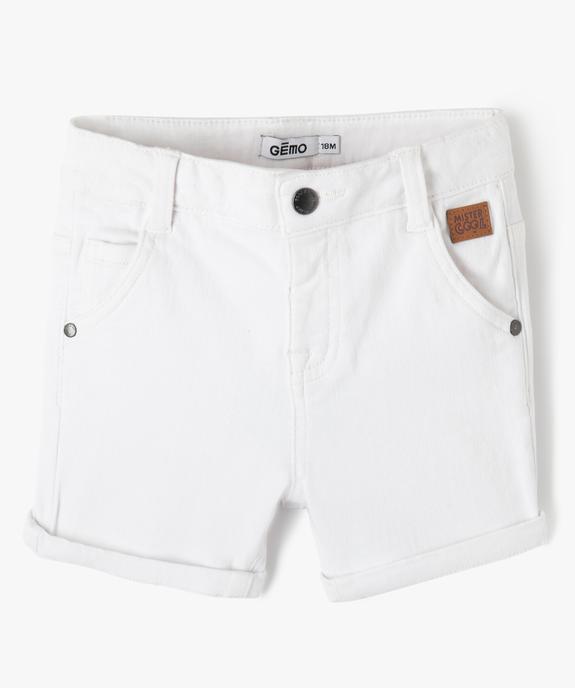 Short slim uni en toile extensible bébé garçon vue1 - GEMO(BEBE DEBT) - GEMO