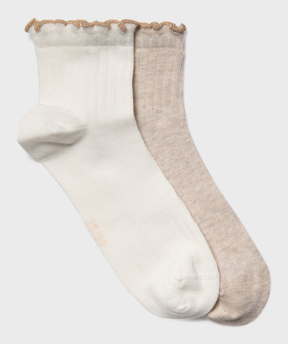 Chaussettes hautes à côtes plates et ourlet pailletée fille (lot de 2) vue1 - GEMO (ENFANT) - GEMO