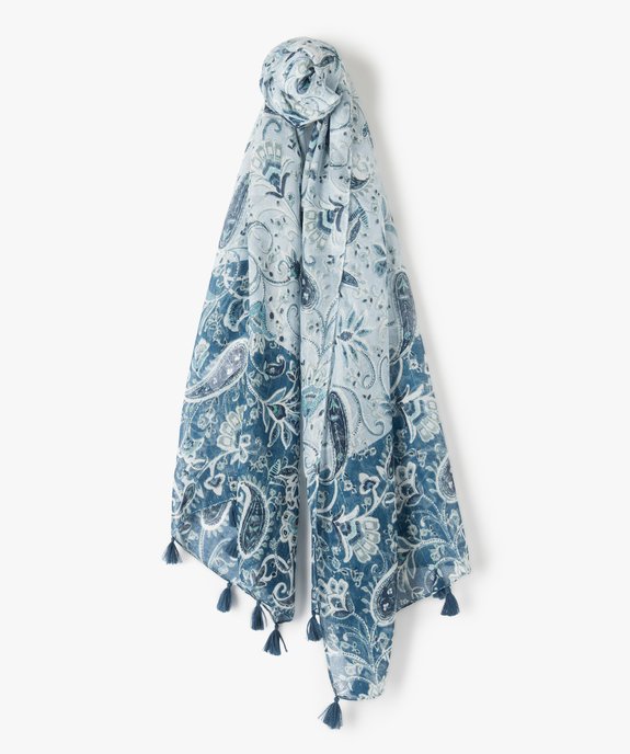 Foulard femme à motifs fleuris et rayures pailletées vue1 - GEMO (ACCESS) - GEMO