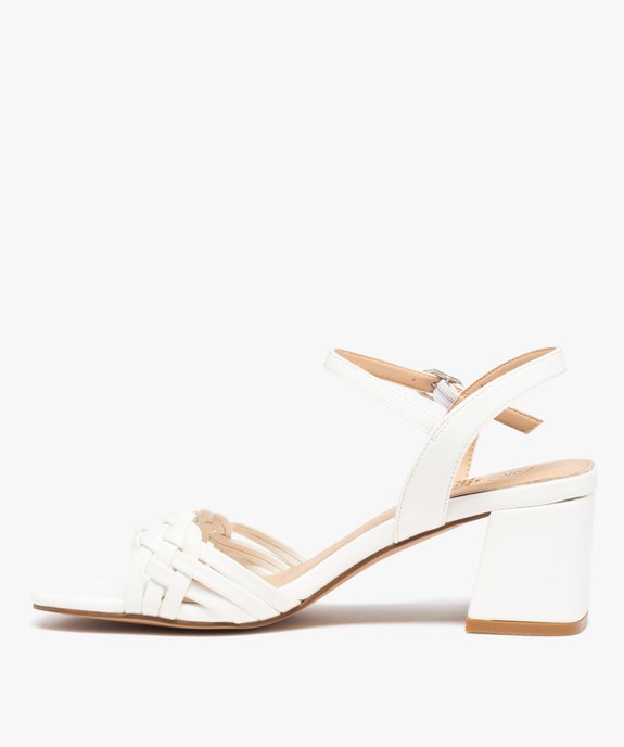 Sandales femme à talon et brides tressées unies vue3 - GEMO(URBAIN) - GEMO
