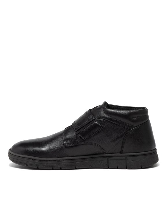 Boots homme confort en cuir uni et à scratch large vue3 - GEMO (CONFORT) - GEMO