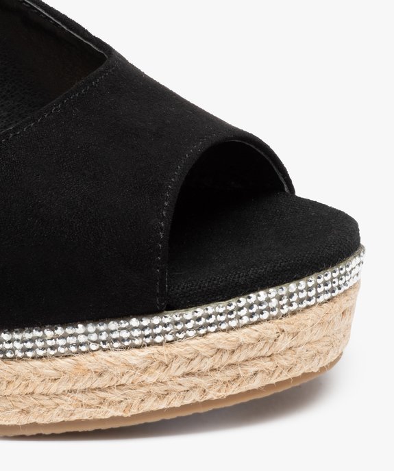 Sandales femme compensées en suédine unie et strass vue6 - GEMO 4G FEMME - GEMO