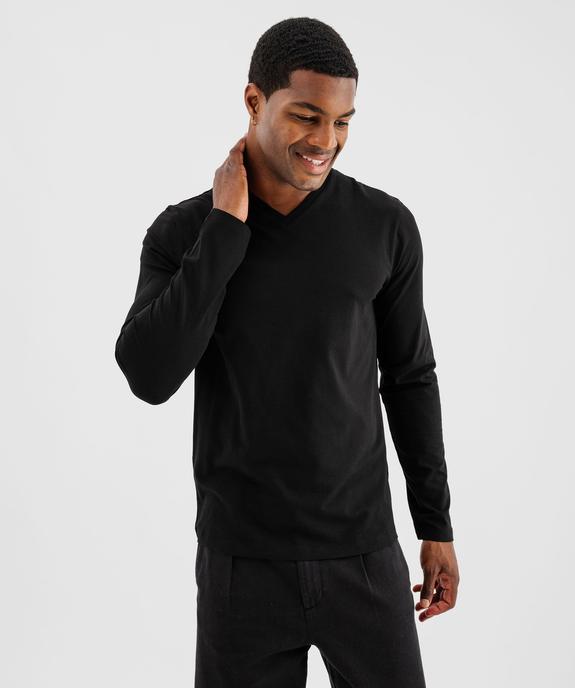 Tee-shirt manches longues et col V homme - GEMO 4G HOMME Tee-shirt manches longues et col V homme vue1 - GEMO 4G HOMME - GEMO