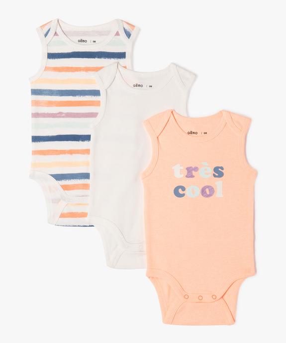 Bodies sans manches assortis bébé garçon (lot de 3) vue1 - GEMO 4G BEBE - GEMO