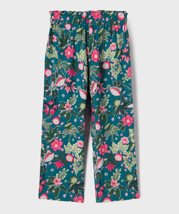Pantalon fluide à motifs fleuris avec taille ajustable fille vue4 - GEMO 4G FILLE - GEMO