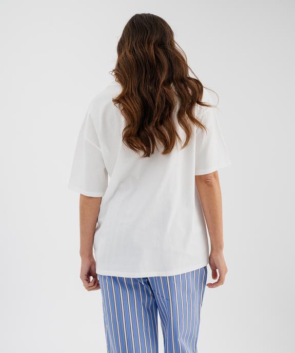 Tee-shirt manches courtes en jersey de coton imprimé femme vue3 - GEMO(FEMME PAP) - GEMO