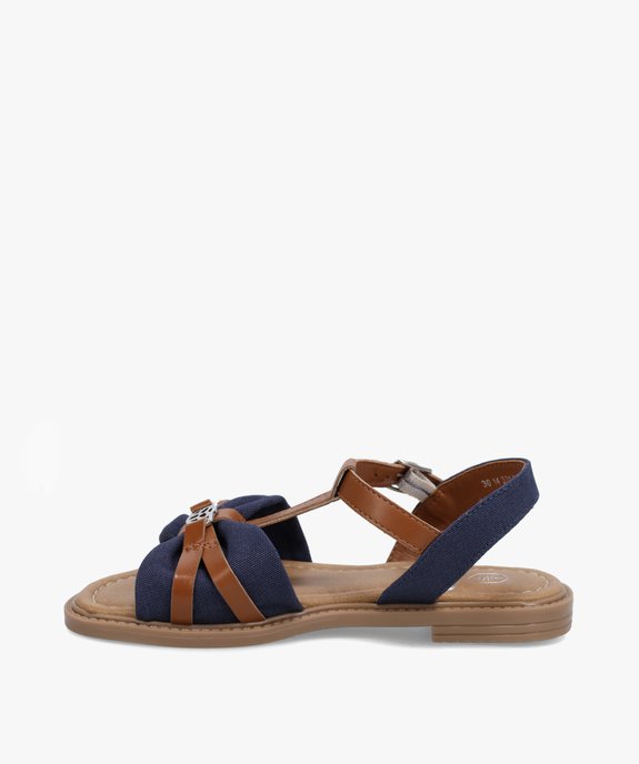 Sandales fille à brides en toile et matière lisse vue3 - GEMO (ENFANT) - GEMO