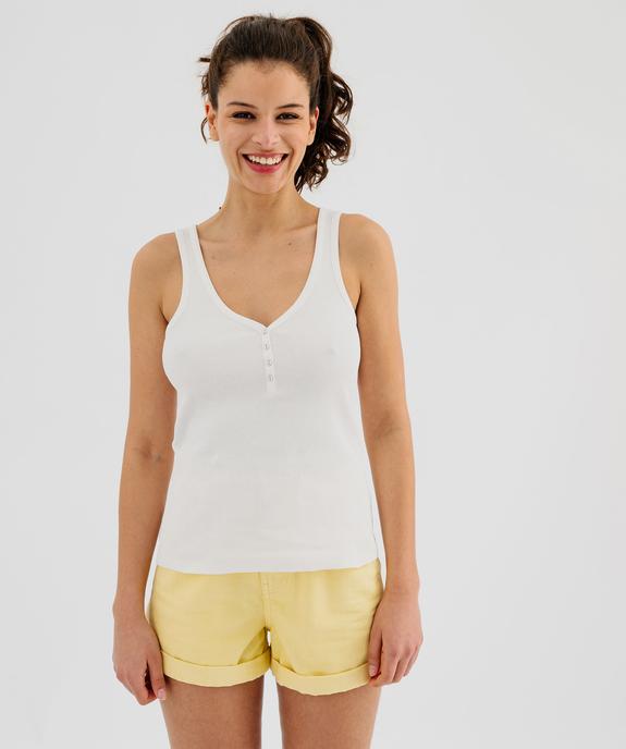 Débardeur en maille côtelée avec col V boutonné femme vue4 - GEMO 4G FEMME - GEMO