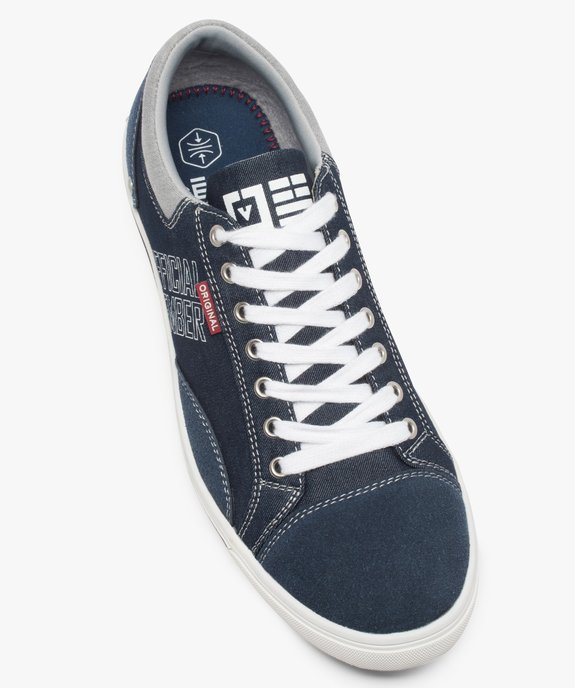 Baskets homme en toile avec surpiqûres contrastantes vue5 - GEMO (CASUAL) - GEMO
