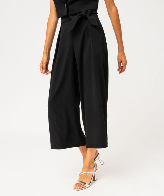 Pantacourt large avec noeud à la ceinture femme - GEMO(FEMME PAP) Pantacourt large avec noeud à la ceinture femme vue2 - GEMO(FEMME PAP) - GEMO